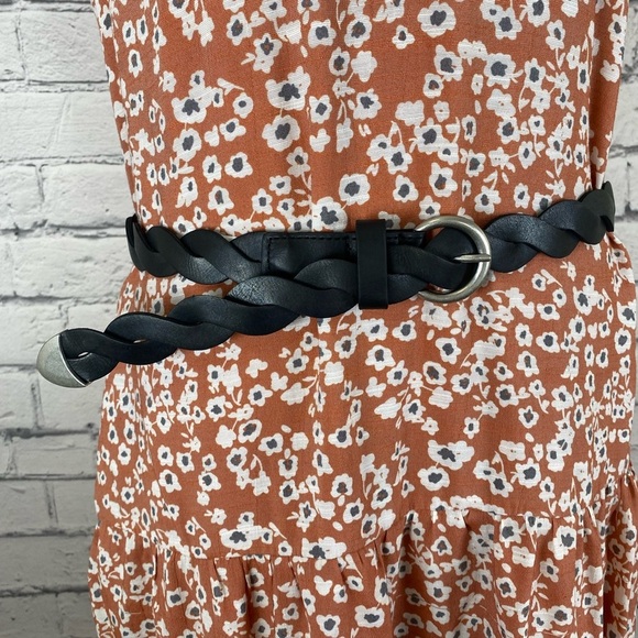 Vera Wang Orange Floral Boho Maxi Dress Sun Dress with Belt size Medium - Picture 11 of 12